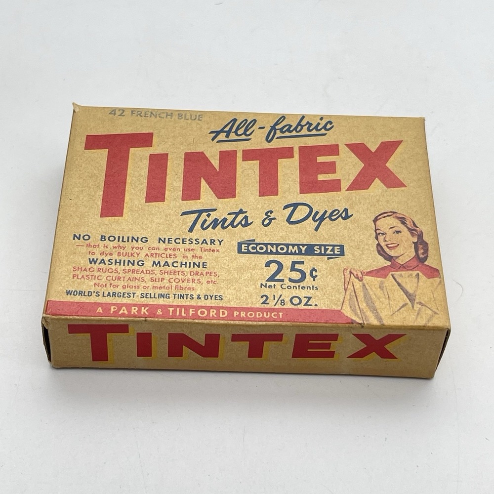 Vintage 1940s Tintex All Fabric Dye 42 French Blue Economy Size NOS Unopened